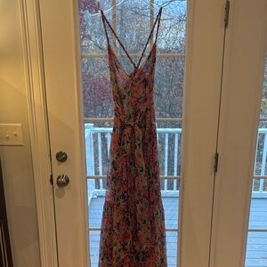 Astr Pink and Black Floral Maxi Dress